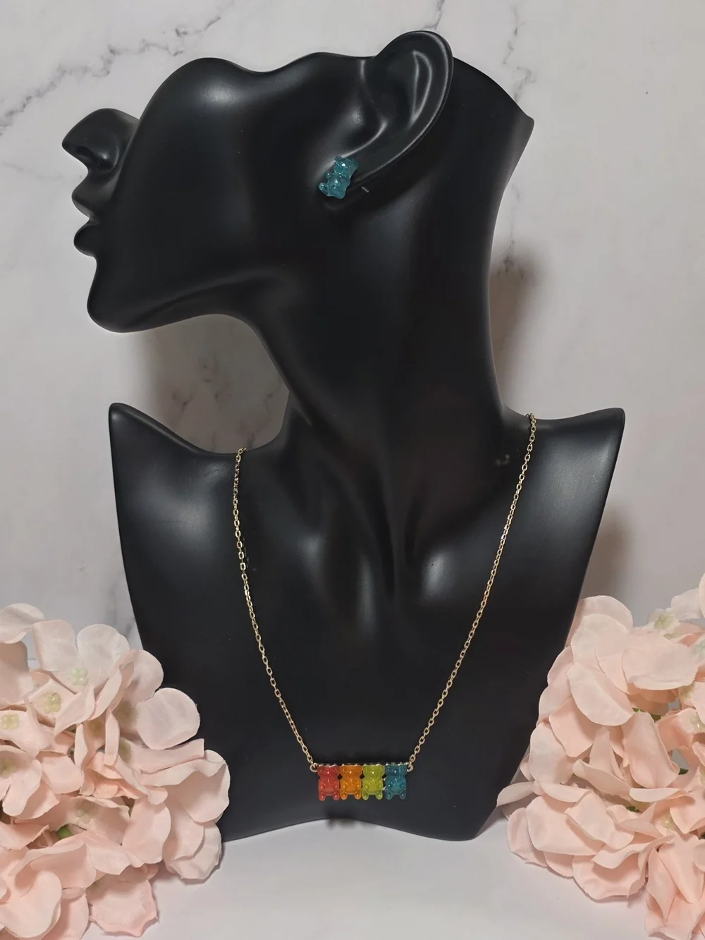 Betsey Johnson - Rainbow Gummy Bear Necklace & Earring Set
